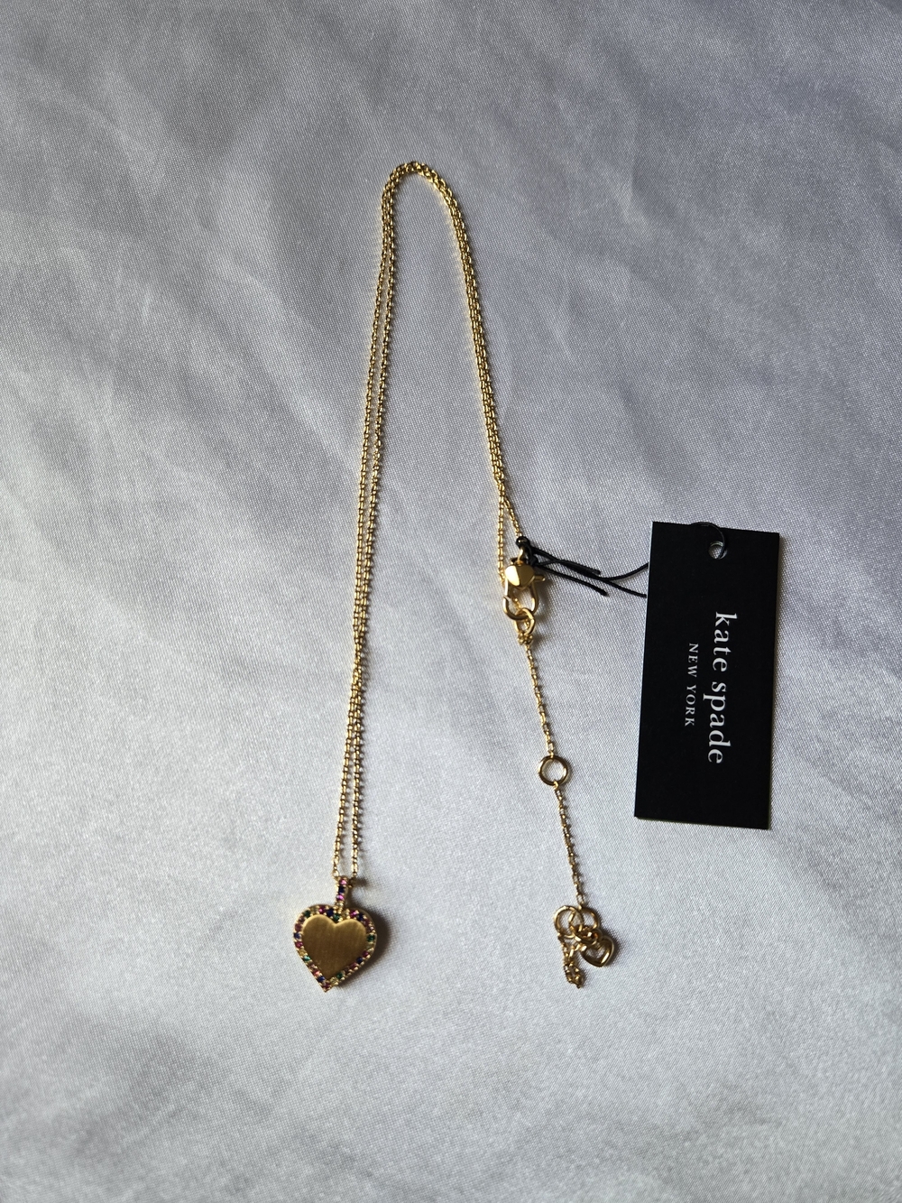 kate spade "Take Heart" Gold Heart Pendant Necklace with Rainbow Accent Stones